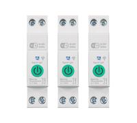 3X Interruttore Automatico Intelligente Wi-Fi Tuya 1P+N 63A su Guida DIN con Statistiche Sull'Elettricità e Controllo Vocale Remoto per Alexa Home