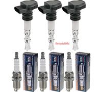 3x Janmor Bobina Accensione + Beru Candela per Mercedes-Benz W202 Puch