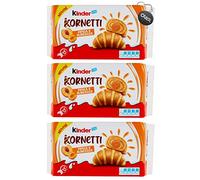 3X Kinder Kornetti Ripieni alla Pesca e Albicocca Novita Ferrero Cornetti Croissant 252gr con Portachiavi CAIYA® [3 Confezioni]