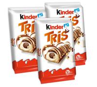 3X Kinder TRIS Snack Wafer e Crema al Latte e Cacao Merendina Croccante 100g