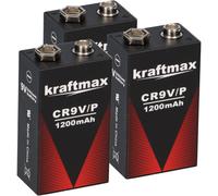 3X KRAFTMAX Litio 9V Blocco Batterie Ad Alte Prestazioni Per Rilevatori Di Fumo