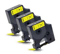 3x Labelwell Nastri per Etichette per Dynmo 45018 S0720580 Nastro per Etichette D1 Nero su Giallo per Dynmo LabelManager 160 280 210D 360D LM160 LM210D LM280 per Dynmo Labelpoint 150 200 300, 12mm x7m