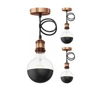 3x lampada a sospensione RETRA cavo tessile bronzo opaco 1x E27 max. 60W [EEK: F]
