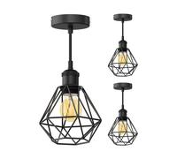 3x lampada a sospensione RETRA cavo tessile nero opaco 1x E27 max. 60W [EEK: E]