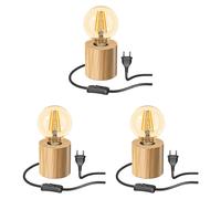 3x lampada da tavolo HITO switch in vero legno (albero della gomma) rotonda