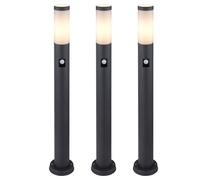 3x lampada da terra per esterno base supporto per terrazza rilevatore di movimento acciaio inossidabile grigio chiaro