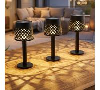 3x Lampada Solare LED Globo Da Tavolo Esterno IP44 Nero, H 21 cm
