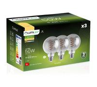 3x Lampadina LED E27 Sfera G95 6W = 50W 420lm 2200K Bianca calda 360° Filamento