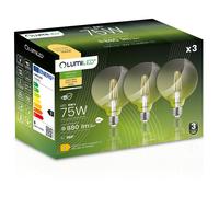 3x Lampadina LED E27 Sfera G95 8W = 75W 880lm 3000K Calda 360° FILAMENTO LUMILED