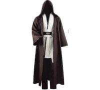 (3X-Large-Bianco)Costume Cosplay con cappuccio, tunica, mantello, set completo, 3 versioni, vestito