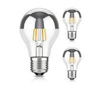 ledscom.de 3 pezzi E27 lampadina LED, A60, bianco caldo (2700 K), 4,1 W, 461lm, specchio per la testa (argento)