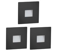 ledscom.de 3 LED luce per scale/apparecchio da incasso a parete FOW per interni ed esterni, downlight, angolare, nero, 85 x 85 mm, bianco caldo