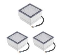 ledscom.de 3 pezzi LED pavimentazione pietra terra luce da incasso CUS per esterni, IP67, angolare, 10 x 10cm, bianco caldo