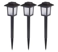 3x LED solari plug-in luci percorso giardino retro effetto fuoco lanterne da esterno nere