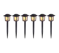 3x LED solari plug-in luci percorso giardino retro effetto fuoco lanterne da esterno nere