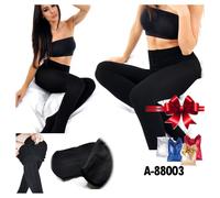 3x LEGGINGS / COLLANT A-88003 DONNA FELPATI TERMICI ELEGANTI 3PZ. COLORE NERO