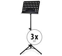 3x Leggio Spartiti Musicali Pieghevole Orchestra Regolabile 58-100cm Robust Nero