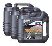 3x LIQUI MOLY 3056 Olio Motore 4T Moto Offroad 10W-40 4L