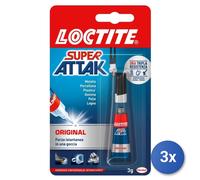 3x Loctite Supper Attak, Original Liquido Adesivo Per Contatto 3 G