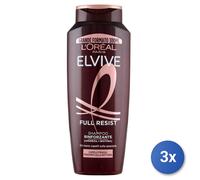 3x L'Oreal Elvive Shampoo 300 Ml. Full Resist