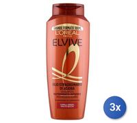 3x L'Oreal Elvive Shampoo 300 Ml. Olio Jojoba