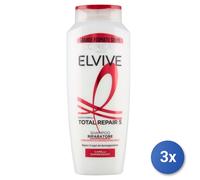 3x L'Oreal Elvive Shampoo 300 Ml. Total Repair 5