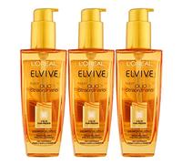 3x L'Oréal Paris Elvive Olio Straordinario per Capelli Secchi e Spenti Nutriente con Formula Leggera - 3 Flaconi da 100ml