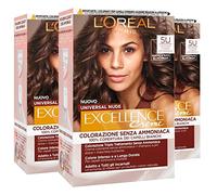 3x L'Oréal Paris Excellence Creme Universal Nude Colorazione Permanente Castano Chiaro 5U Triplo Trattamento - 3 Tinte