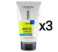 3x L'Oréal Studio Line Invisi Fix Gel Fissaggio Forte Senza Alcool