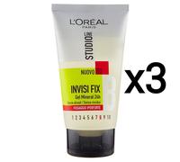 3x L'Oréal Studio Line Invisi Fix Gel Fissaggio Iper Forte Senza Alcool