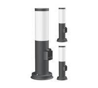 ledscom.de 3x PORU bitta luminosa con presa per esterni, antracite, rotonda, 38,5 cm, incl. lampada E27, 471lm, bianco extra-caldo