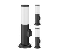 ledscom.de 3 pezzi luce di sentiero/luce di bitta/luce di giardino PORU per esterni, IP44, 38 cm, nero, 1x E27 max. 40W, presa di corrente