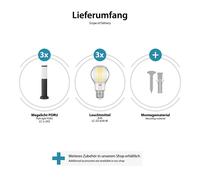 3x luce di percorso / bitta PORU per esterni IP44 39 cm nero 1x E27 max. 40W