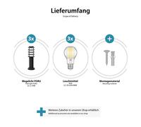3x luce di percorso / bitta PORU per esterni IP44 griglia 39 cm nero 1x E27