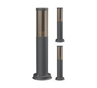 ledscom.de 3x lampada da vialetto/lampada a paletto/lampada da giardino PORU per esterni, effetto fumé, IP44, 39 cm, antracite, 1x E27 max. 40W