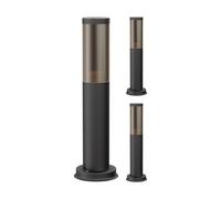 ledscom.de 3x lampada da vialetto/lampada a paletto/lampada da giardino PORU per esterni, effetto fumé, IP44, 39 cm, nera, 1x E27 max. 40W