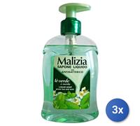 3x Malizia 300 Ml Sapone Liquido 1 Pz Antibatterico Al Tè Verde