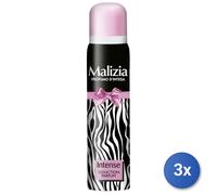 3x Malizia Deodorante Spray 100 Ml. Intense Donna