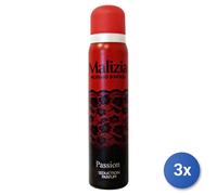 3x Malizia Deodorante Spray 100 Ml. Passion Donna