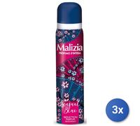 3x Malizia Deodorante Spray 100 Ml. Sensual Blue Donna