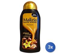 3x Malizia Doccia 300 Ml. Argan/Vaniglia Vellutan