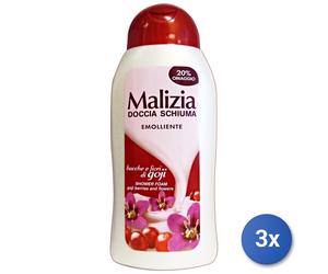 3x Malizia Doccia 300 Ml. Bacche Di Goji Emolient