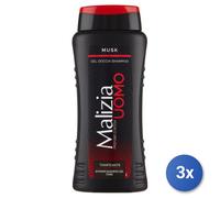 3x Malizia Doccia/Shampoo 250 Ml.Uomo Musk