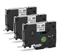 3x MarkField HS HSe-221 Nastro Adesivo Termorestringente Compatibile con Brother P-touch PT-E110 H300 E300VP E500 E550W, 8.8mm x 1.5m, Nero su Bianco, HSe221 Heat Shrink Tube Etichette