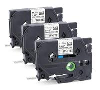 3x MarkField HS HSe-231 Nastro Adesivo Termorestringente Compatibile con Brother P-touch PT-E110 H300 E300VP E500 E550W, 11.7mm x 1.5m, Nero su Bianco, HSe231 Heat Shrink Tube Etichette
