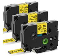 3x MarkField HS HSe-641 Nastro Adesivo Termorestringente Compatibile con Brother P-touch PT-E300 E500 E550W E800W H500, 17.7mm x 1.5m, Nero su Giallo, HSe641 Heat Shrink Tube Etichette
