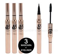 3x Mascara + Eyeliner 2 in 1 Waterproof 24h 3D allungante volumizzante nuovo 3x