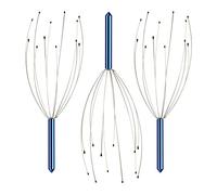 3x Massaggiatore Testa, 12 Bracci con Palline per Spazzola Antistress, per Massaggi al Cuoio Capelluto, Metallo, Blu
