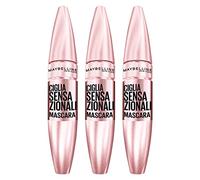 3x Maybelline New York Ciglia Sensazionali Mascara Volumizzante Colore Very Black Effetto Ventaglio Senza Grumi - 3 Mascara