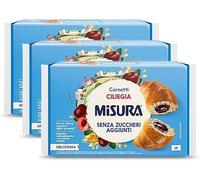 3X Misura Dolce senza Cornetti Ciliegia Senza Zuccheri aggiunti, Croissant Soffici e Farciti 298g Una morbida pasta sfoglia lievitata naturalmente con lievito madre